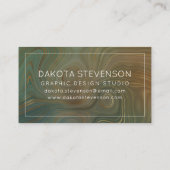 オリーブ自然地層 |緑と金ゴールドインクカスタム 名刺 (裏面)
