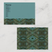 オリーブ色およびティール（緑がかった色）パターン 名刺 (正面/裏面)