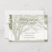 オリーブ色のカシの冬の結婚式の応答カード 出欠カード (正面)