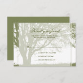 オリーブ色のカシの冬の結婚式の応答カード 出欠カード (正面/裏面)