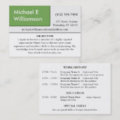 オリーブ色のコーナーの概要の名刺 名刺 (正面/裏面)