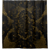 オリーブ色のステンドグラス蝶 シャワーカーテン (正面)