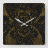 オリーブ色のステンドグラス蝶 スクエア壁時計 (正面)