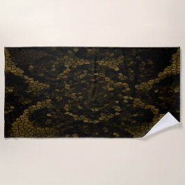 オリーブ色のステンドグラス蝶 ビーチタオル