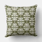 オリーブ色のダマスク織のリバーシブルの枕 クッション (裏面)