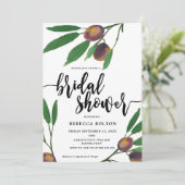 オリーブ色のトスカナ式の月桂樹のモダンなブライダルシャワーの招待 招待状 (スタンド正面)