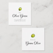 オリーブ色のレストラン スクエア名刺 (正面/裏面)