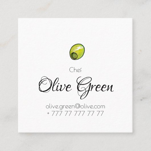 オリーブ色のレストラン スクエア名刺 (正面)