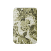 オリーブ色のヴィンテージ花のToile No.4 バスマット (正面縦)
