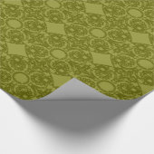 オリーブ色の円形浮彫りの包装紙 ラッピングペーパー (角)