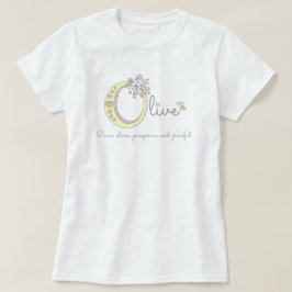 オリーブ色の女の子の名前およびOのモノグラムのワイシャツを意味すること Tシャツ