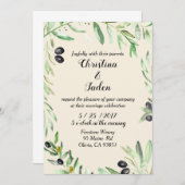 オリーブ色の結婚式招待状 招待状 (正面/裏面)
