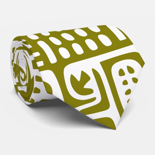 オリーブ色の緑と白いドードル7 ネクタイ (ロール)