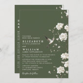 オリーブ色の緑色の陳腐なフローラ結婚すべて 招待状 (正面/裏面)