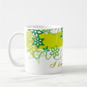 オリーブ色の花、私はお母さん愛します コーヒーマグカップ (左)