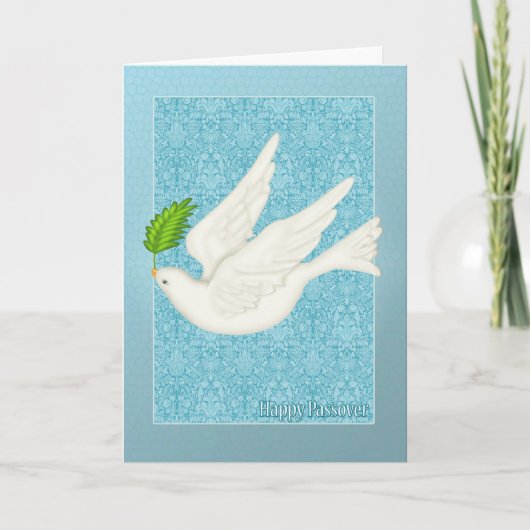 オリーブ色の葉との過ぎ越しの祝いのためのかわいらしい鳩 カード (正面)