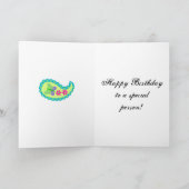 オリーブ色の赤紫のモダンなペイズリーのハッピーバースデー カード (内部)