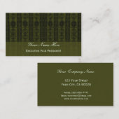 オリーブ色の黒のエレガントなパターン 名刺 (正面/裏面)