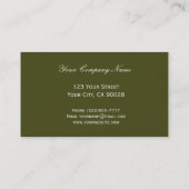 オリーブ色の黒のエレガントなパターン 名刺 (裏面)