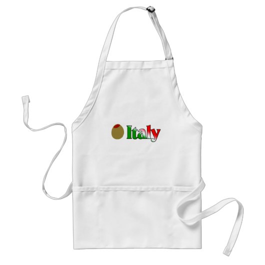 オリーブ色の(I愛)イタリア スタンダードエプロン (正面)