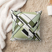 オリーブ色シェード、黒、白抽象芸術角デザイン クッション (ブランケット)