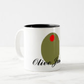 オリーブ色ジュースのコーヒー・マグ ツートーンマグカップ (正面左)