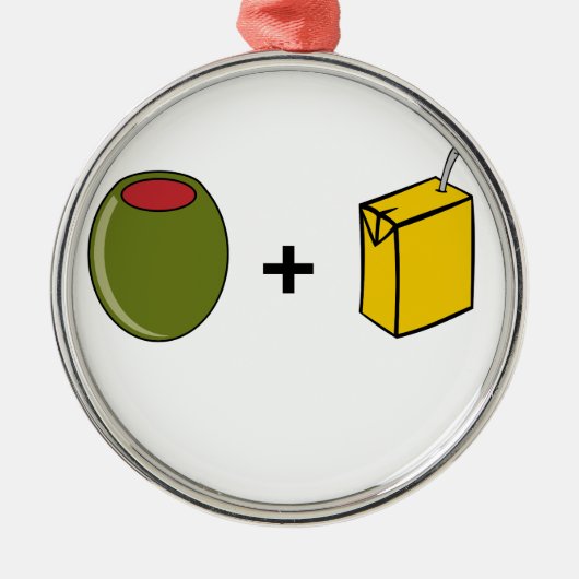 オリーブ色ジュースI愛 メタルオーナメント (正面)