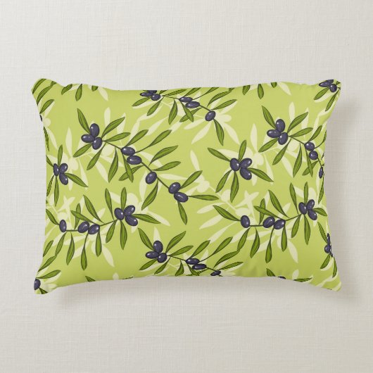 オリーブ色パターン アクセントクッション (正面)