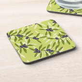 オリーブ色パターン コースター (左側)