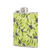 オリーブ色パターン フラスク (左)