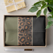 オリーブ色、黒およびヒョウのプリント 薄葉紙 (ギフト)