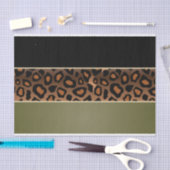 オリーブ色、黒およびヒョウのプリント 薄葉紙 (クラフト)