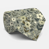 オリーブ花(緑と白) ネクタイ (ロール)