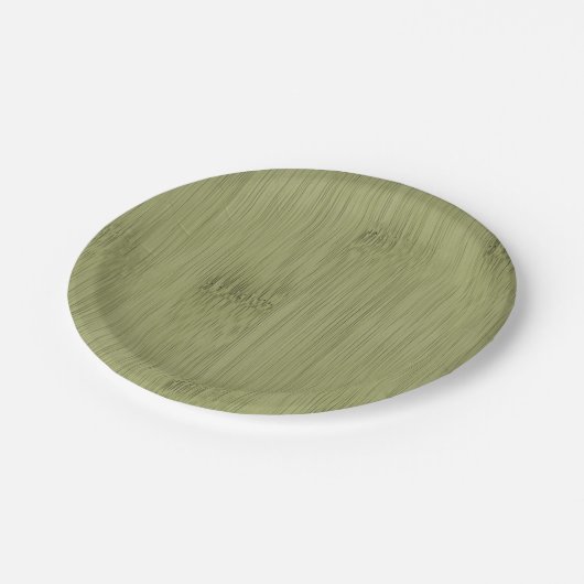 オリーブ苔の緑の木目の竹の外観 ペーパープレート (アングル)