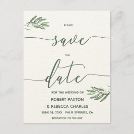 オリーブ葉の日付カードの保存 セーブザデート