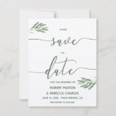 オリーブ葉の日付カードの保存 セーブザデート (正面)