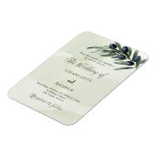 オリーブ葉の緑の水彩結婚式招待状 マグネット (左側)