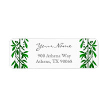 オリーブ葉の緑の編集可能差出人住所ラベル