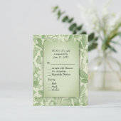 オリーブ葉のRSVPとメニューの選択 出欠カード (スタンド正面)