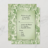 オリーブ葉のRSVPとメニューの選択 出欠カード (正面/裏面)