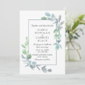 オリーブ葉エレガントのフレームボタニッ結婚クス 招待状 (スタンド正面)