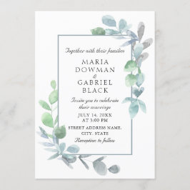 オリーブ葉エレガントのフレームボタニッ結婚クス 招待状
