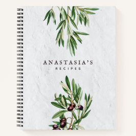 オリーブ葉ギリシャ島レシピクックブック ノートブック