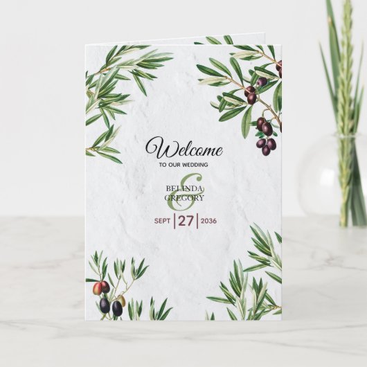 オリーブ葉ギリシャ結婚島の送達順序 プログラム (正面)