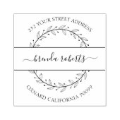 オリーブ葉リースカスタムブラックタイポグラフィ ラバースタンプ (インプリント)