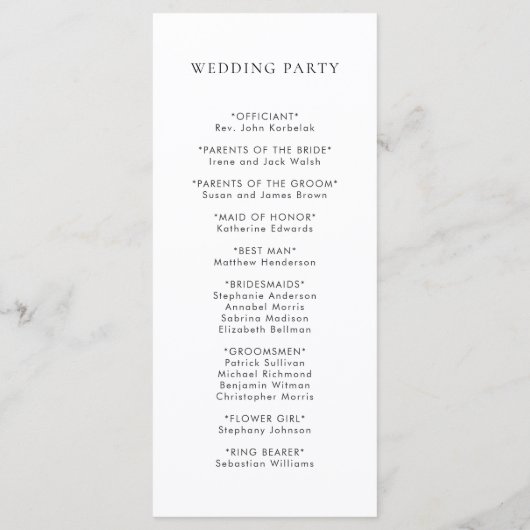 オリーブ葉リース草書体結婚式 プログラム (裏面)