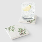 オリーブ葉地中海のギリシャ島 ストーンコースター (横)