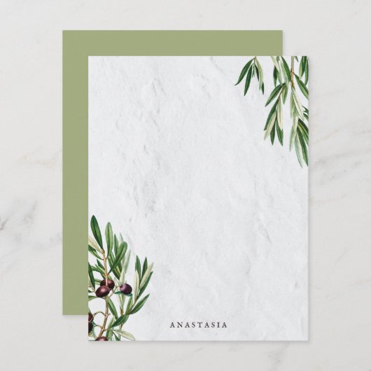 オリーブ葉地中海のギリシャ島 ノートカード (正面/裏面)