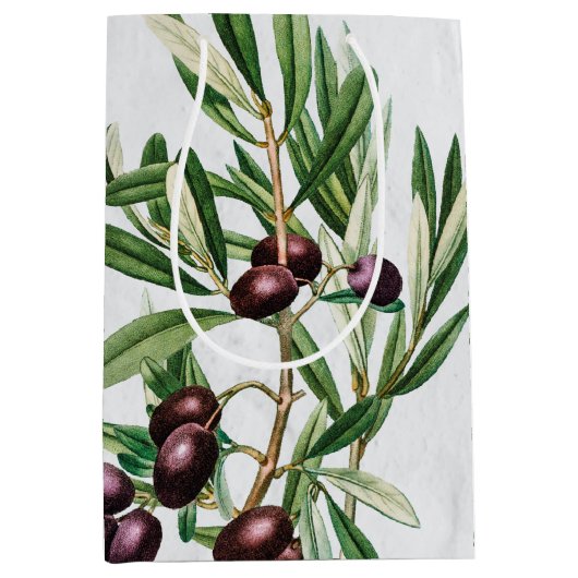 オリーブ葉地中海のギリシャ島 ミディアムペーパーバッグ (正面)