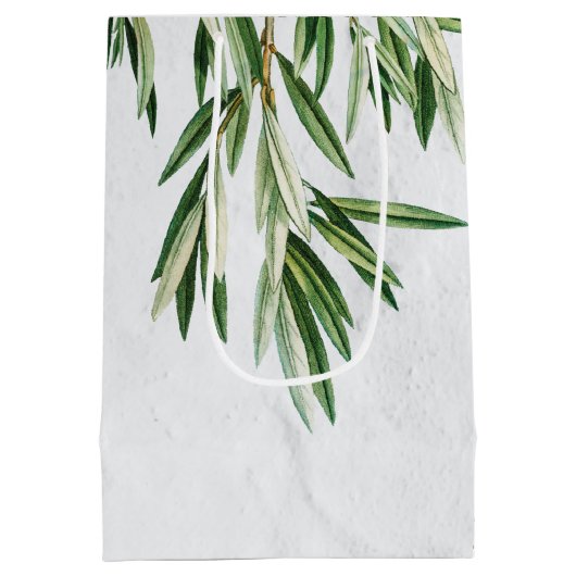 オリーブ葉地中海のギリシャ島 ミディアムペーパーバッグ (裏面)